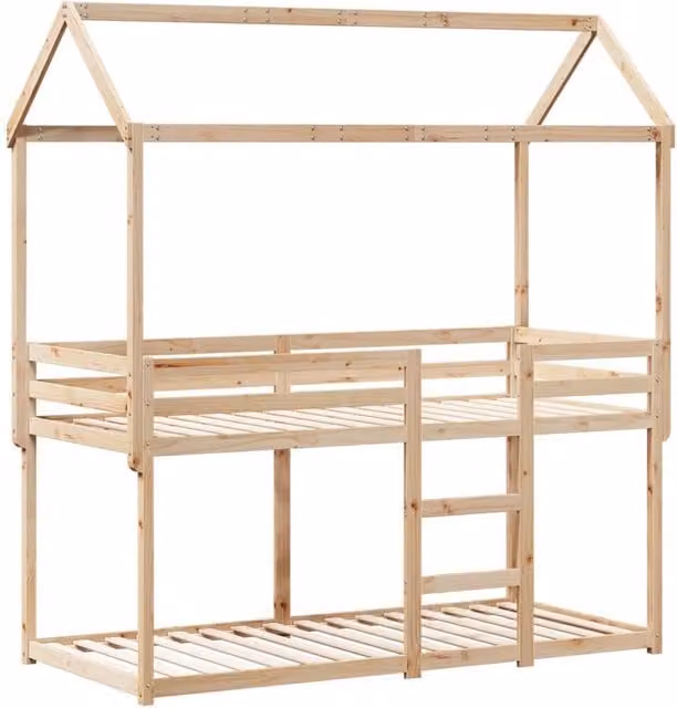 Berkfield Home Beautiful Solid Wood Pine Bunk Bed in Light Brown, W/D/H: 80 x 200 cm – 1