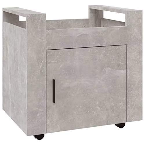 vidaXL Desk Trolley in Grey MDF with Castors, W/D/H: 60 x 45 x 60 cm – 1
