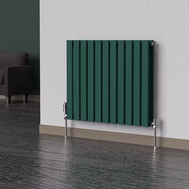 Lux Heat Flat Horizontal Double Steel Radiator in Green, W: 77 cm, H: 60 cm