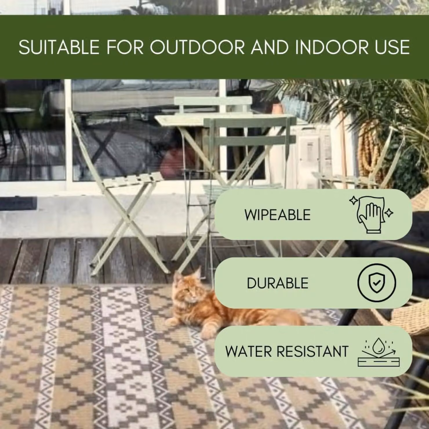 Marco Paul Geometric Print Outdoor Rug, Brown and Multicolour, W: 210 cm, D: 150 cm – 3