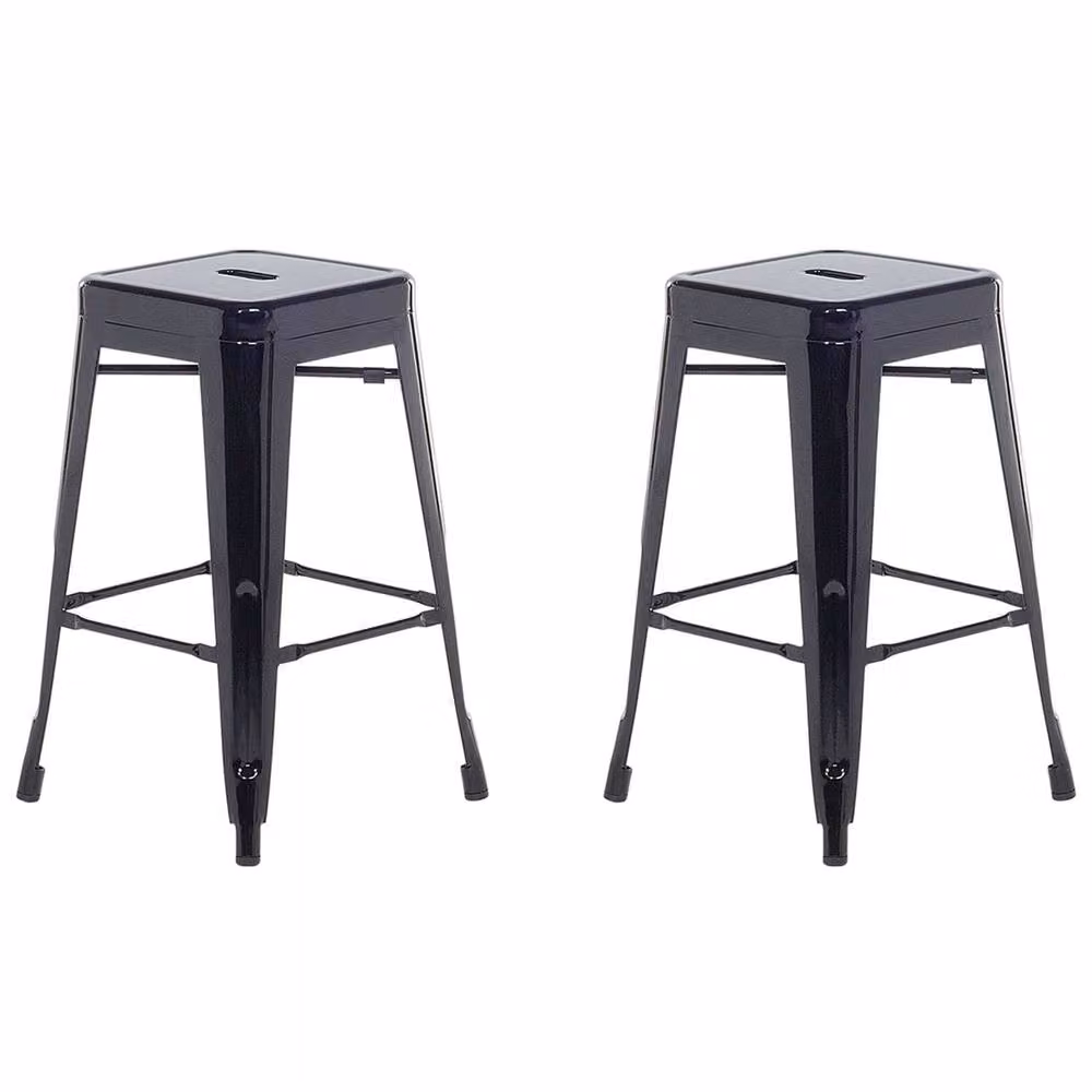 Wyld and Coco Urban Loft Industrial Stackable Bar Stools Set of 2 in Black Matt Metal, Height: 60 cm – 2