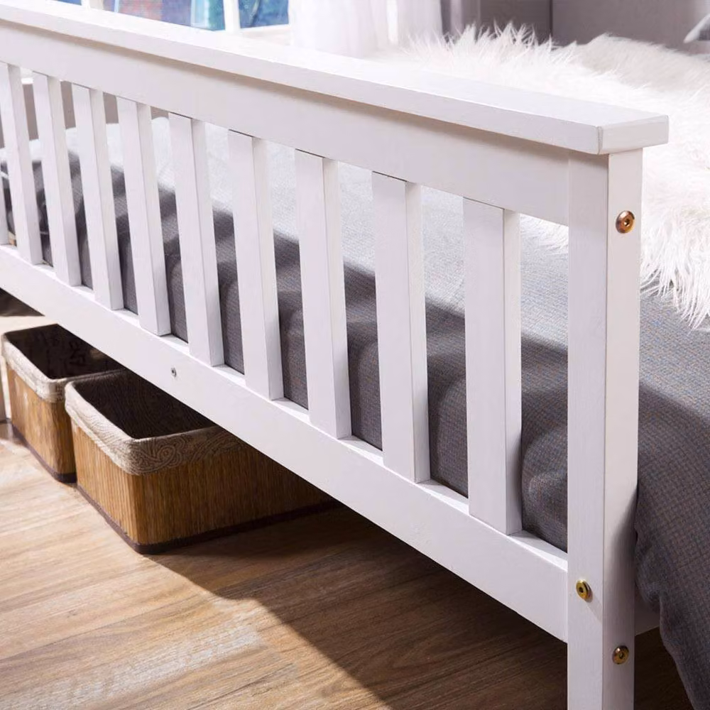BTM White Solid Pine Double Wooden Bed Frame, W/D/H: 140 x 190 x 82 cm – 3