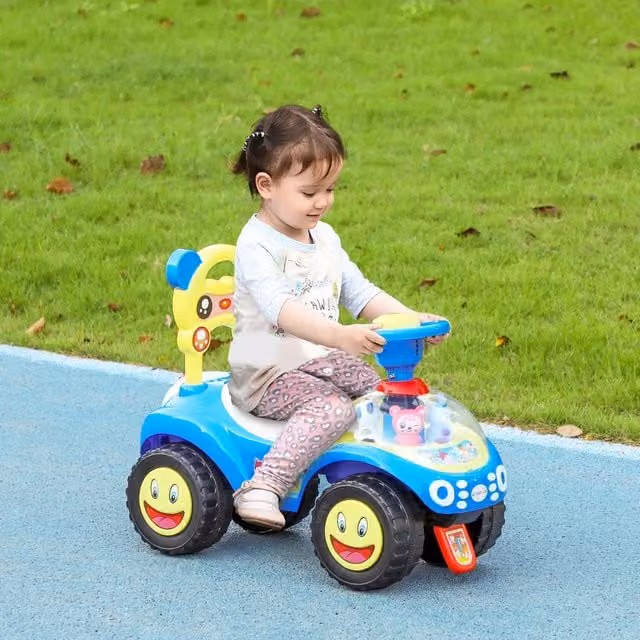 AIYAPLAY Toddler Slider Music Storage Push Toy with Light and Sound, Blue