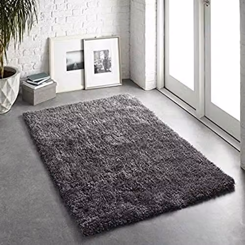 Rugs Direct Grey Hand-Tufted Modern Rectangular Polyester Rug, W: 150 cm, D: 90 cm, H: 50 cm