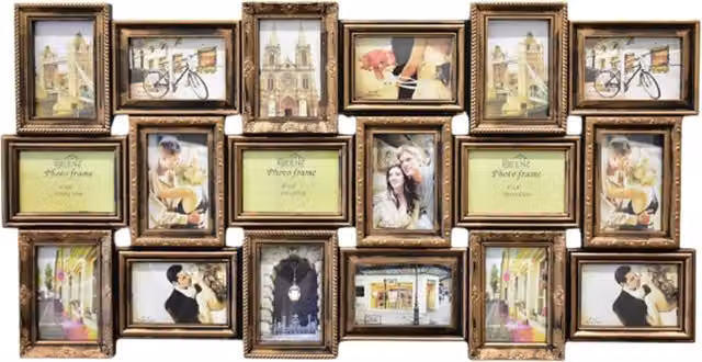 DEENZ Vintage Multi Aperture Rectangular Picture Wall Frame, Brown