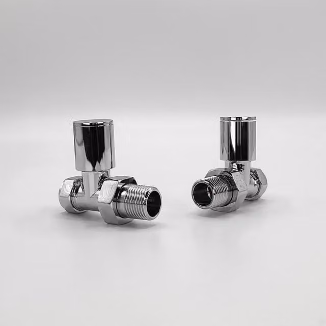 Lux Heat Round Manual Valve Set in Chrome Silver Brass