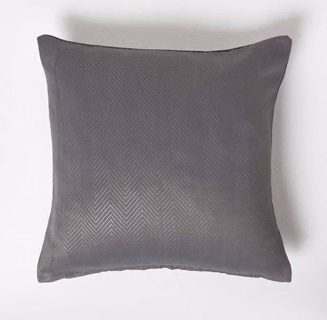 Homescapes Dark Grey Herringbone Cushion Cover, W/D/H: 45 x 45 x 45 cm