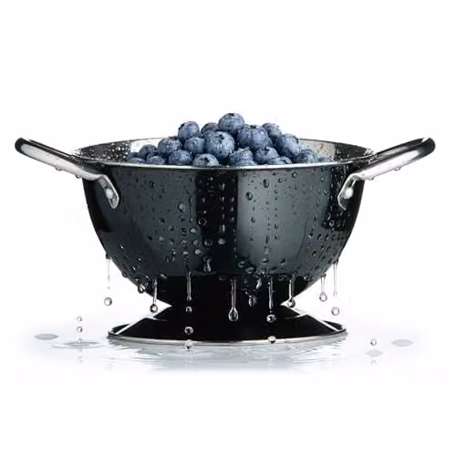 Orsina Collapsible Stainless Steel Colander with Handles, Black, W: 17 cm, D: 14 cm, H: 10 cm – 1