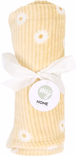 My Home Floral Daisy Stripe Printed Throw in Yellow