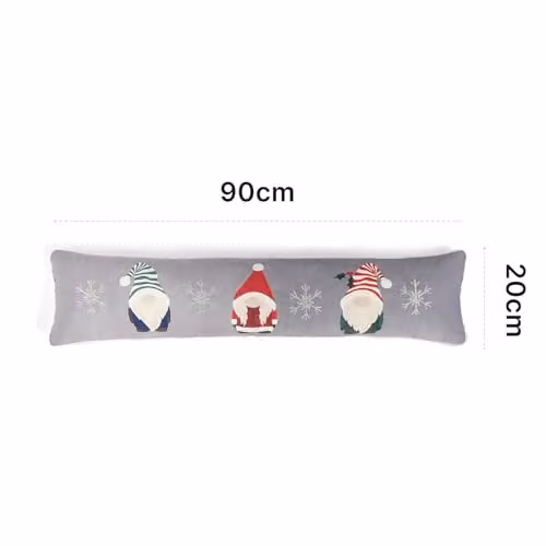 OHS Xmas Gonk Print Christmas Draught Excluder Cushion in Grey, W: 90 cm, H: 20 cm – 4