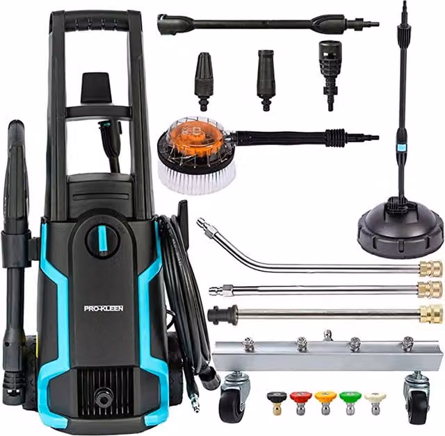 Pro-Kleen Power Pressure Jet Washer in Black with Chassis Cleaner and Brush