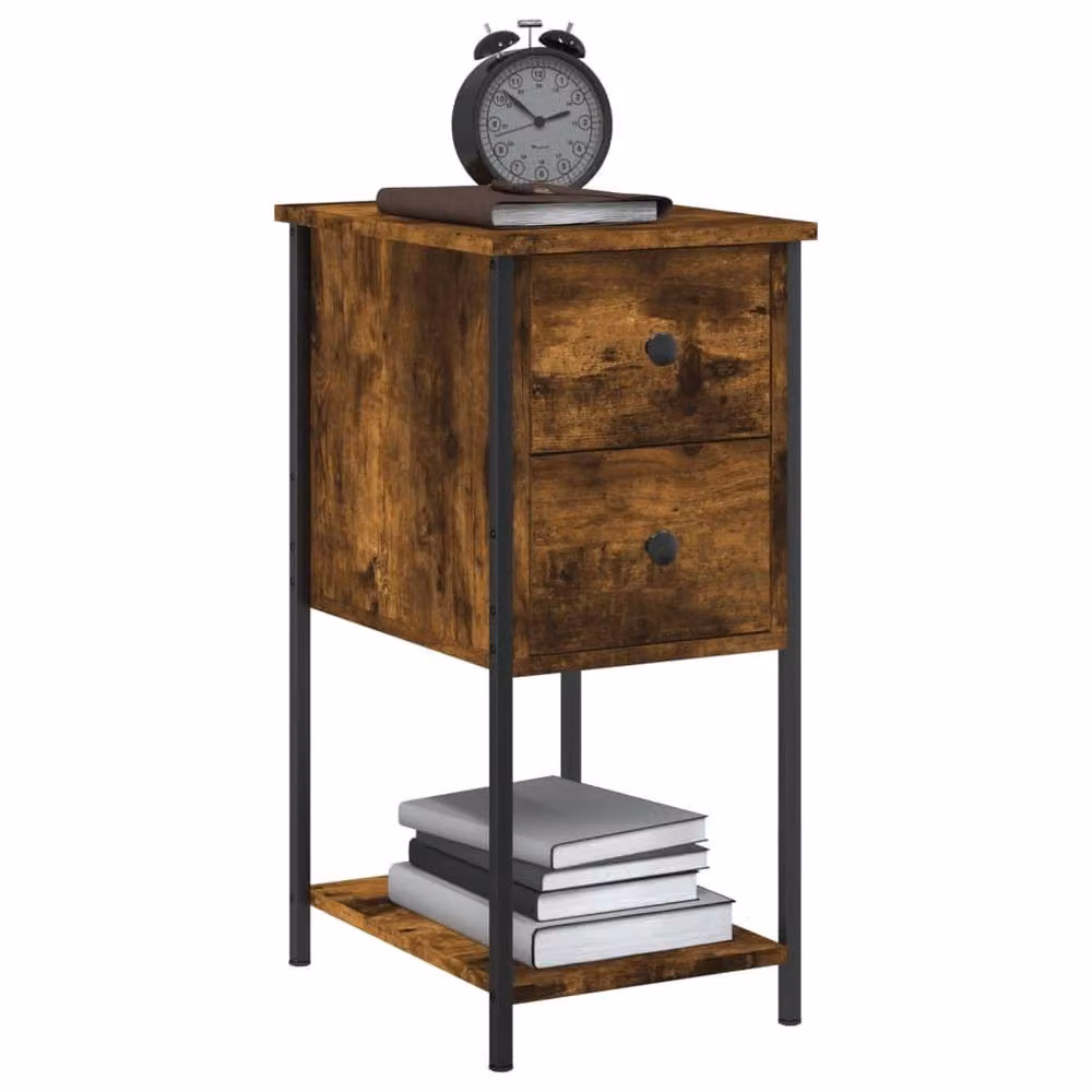 Berkfield Home Set of 2 Durable Bedside Cabinets in Smoked Oak Brown, W/D/H: 32 x 42 x 70 cm – 4