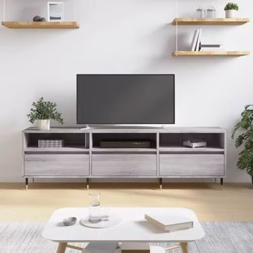 vidaXL Modern TV Cabinet in Grey, W/D/H: 150 x 30 x 44.5 cm – 2