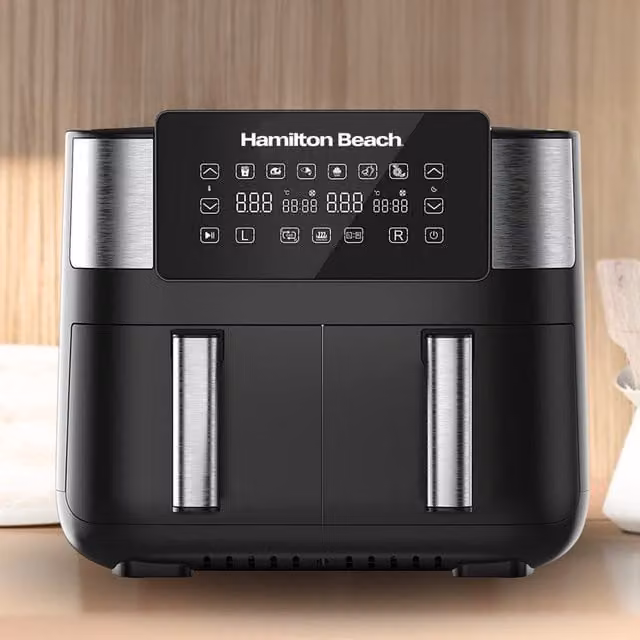 Hamilton Beach HealthyCook 8L Dual Zone Air Fryer with Overheat Protection, Black