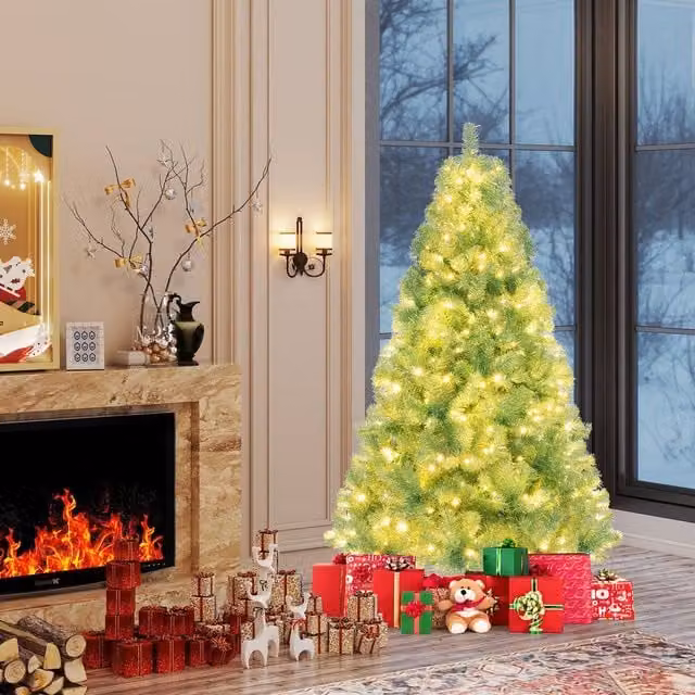 Costway 6ft Green Artificial Hinged Christmas Tree with 688 Branch Tips