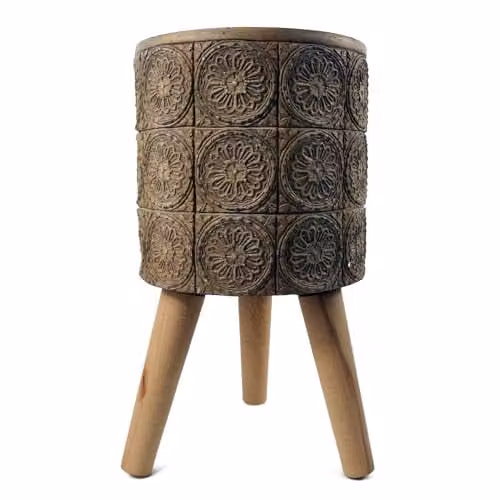 Botanik Rustic Floral Tabletop Planter in Brown and Grey, W/D/H: 40 x 22 x 22 cm – 1