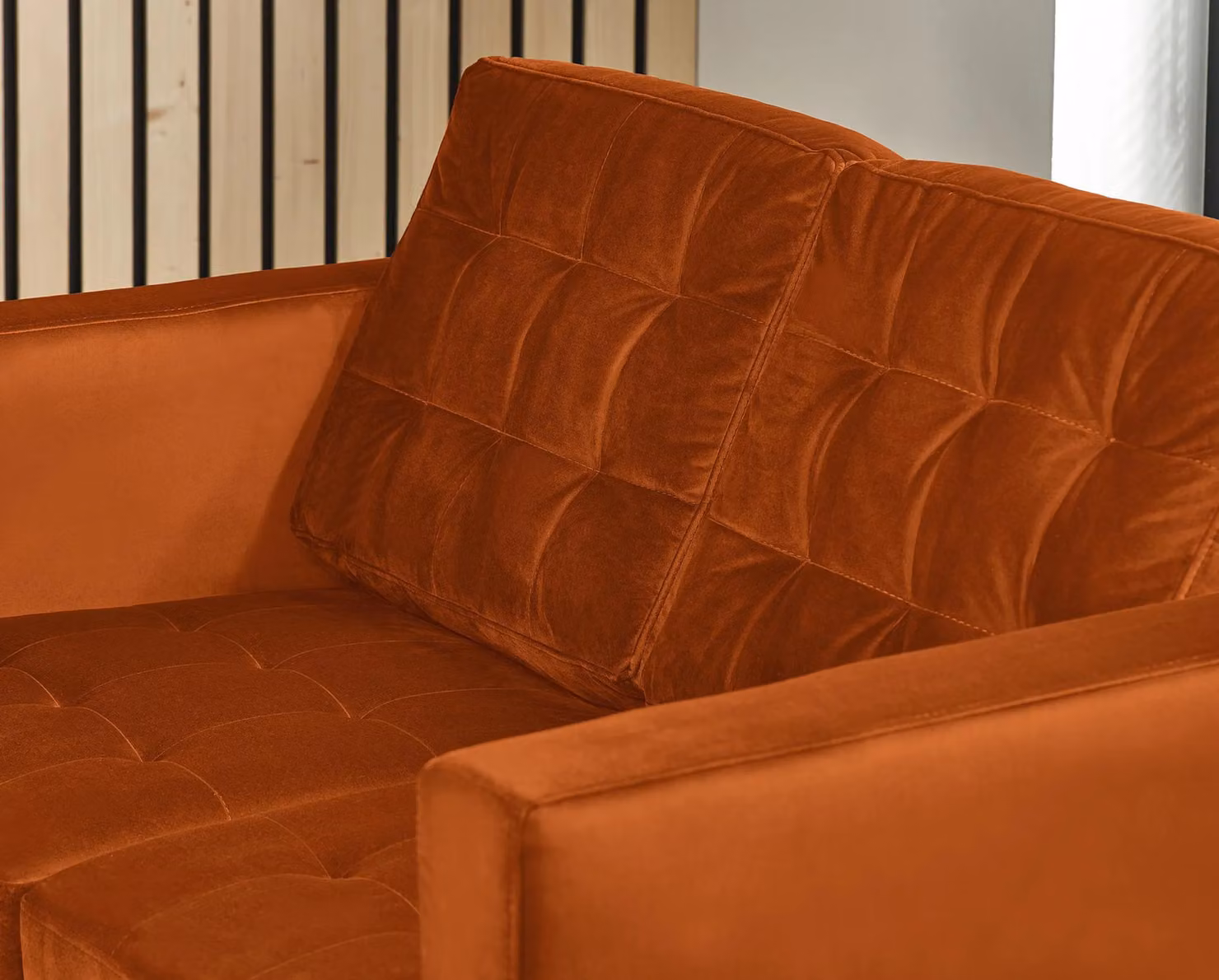 FurnitureboxUK Jade 2-Seater Soft Touch Velvet Sofa with Solid Wood Frame in Burnt Orange – 2