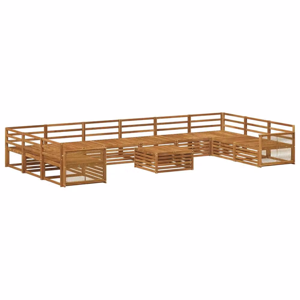 Berkfield Home 11 Piece Solid Acacia Wood Sofa Set in Brown – 2