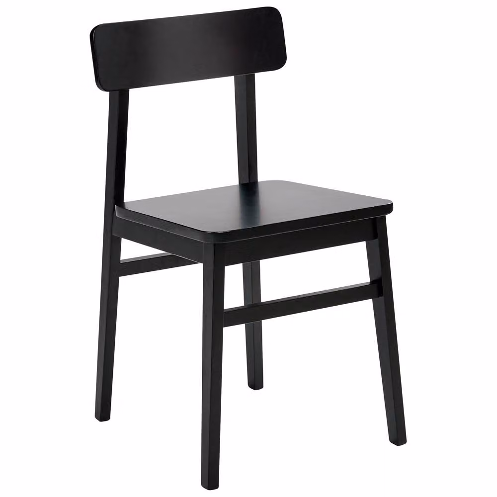 Wyld and Coco Set of 2 Black Lacquered Rubberwood Dining Chairs in a Classic Style – 3