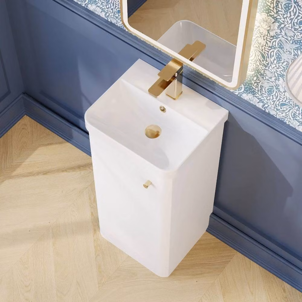 Nuie Core 400mm Floor Standing 1-Door Basin Vanity in White with Soft Close Doors – 2