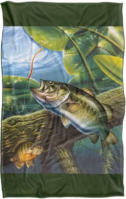 JQ Licensing Fooled Bass Fishing Super Soft Fluffy Polyester Throw Blanket, Green Multicolour, Large – 1