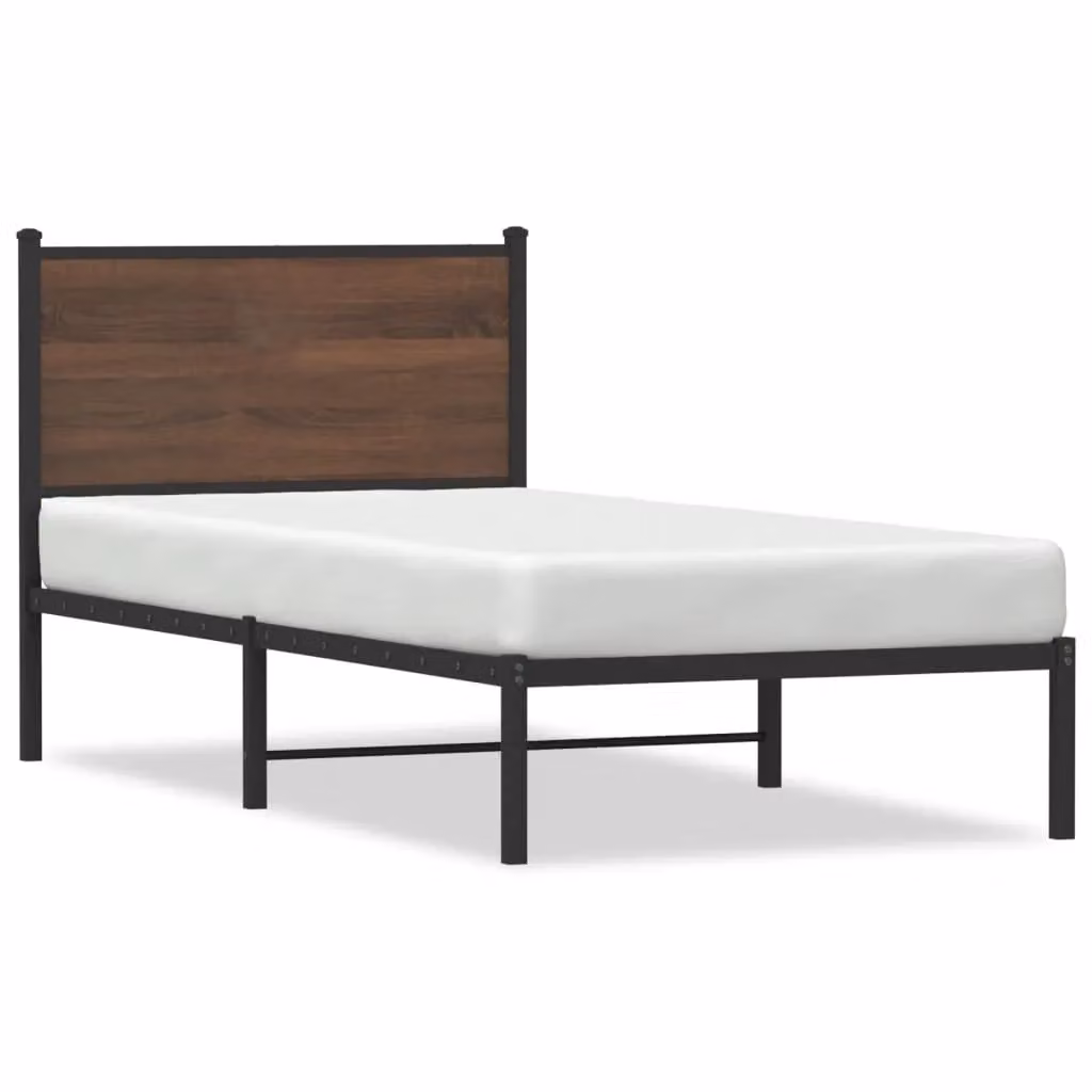 Berkfield Home Metal Bed Frame in Brown Oak, Small Single, W: 75 cm, L: 190 cm – 2