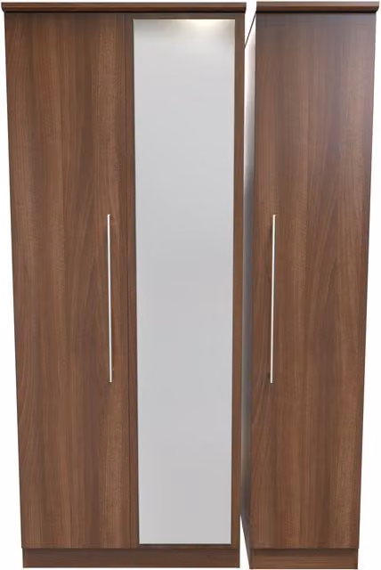 Carlton Ready Assembled 2 U Triple Mirror Wardrobe in Brown