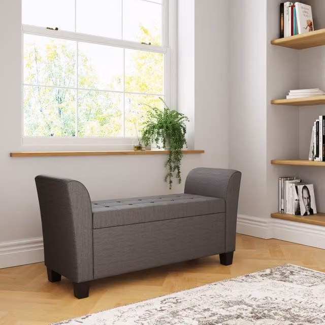 GFW Verona Grey Fabric Ottoman Window Seat – 2