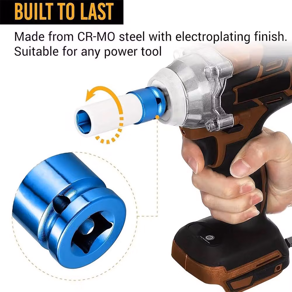 Ventryn 8-Piece 1/2in Thin Wall Deep Impact Socket Set in Chrome Molybdenum – 5