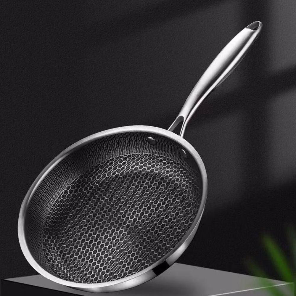 Hinsinc Stainless Steel Induction Geo Hex Non Stick Frying Pan, Silver, 30 cm – 3