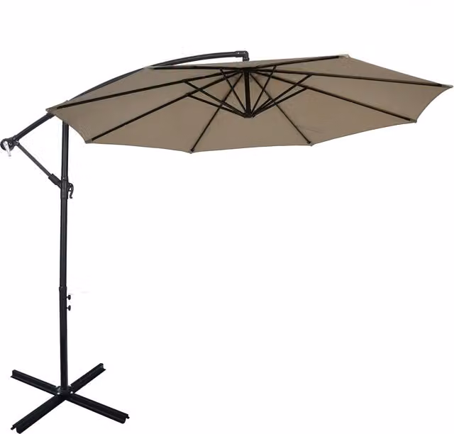 COSTWAY 10 FT Brown Cantilever Outdoor Hanging Offset Patio Parasol