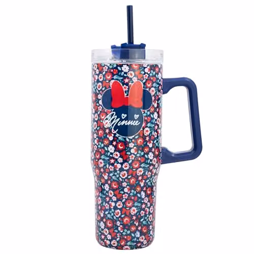 Stor Minnie Mouse Gardening Floral Insulated Stainless Steel Tumbler, Silver and Multicolour, 940 ml – 1