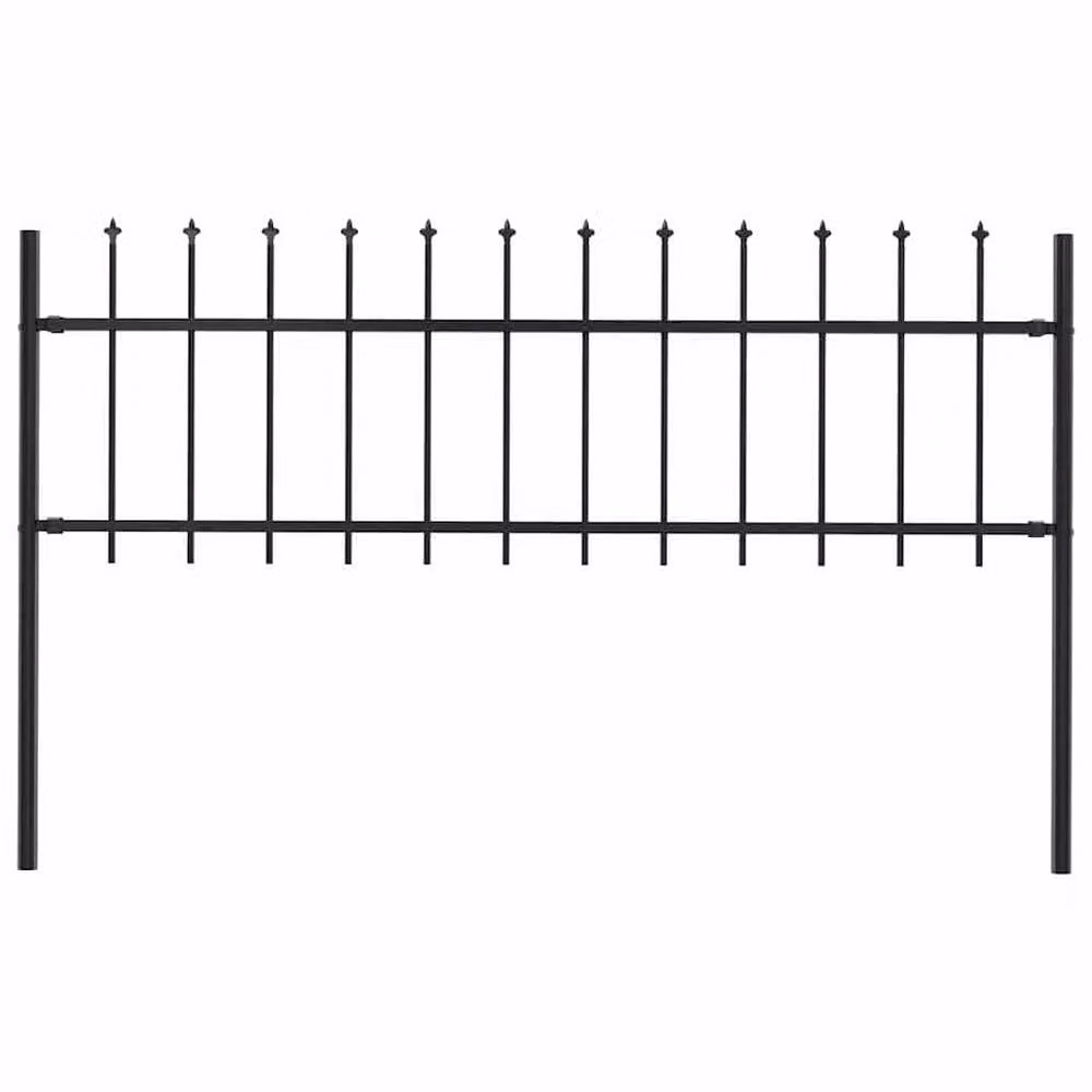 Berkfield Home Elegant Spear Top Garden Fence, Powder-Coated Steel, Black, H: 170 cm, W: 60 cm