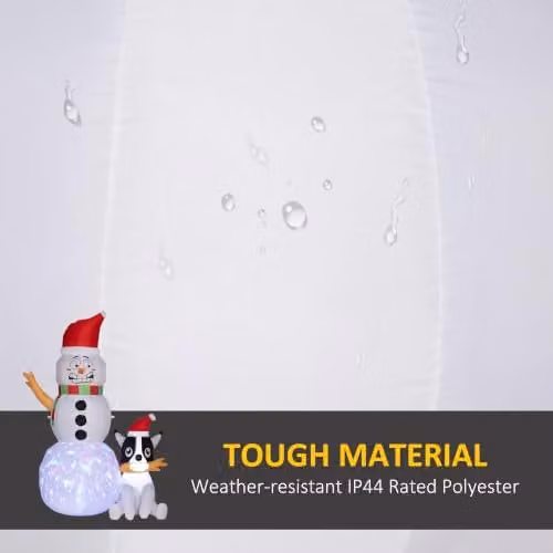 Outsunny 6.2ft Inflatable Christmas Snowman with Dog, White and Multicolour Outdoor Decoration with LED Display – 4