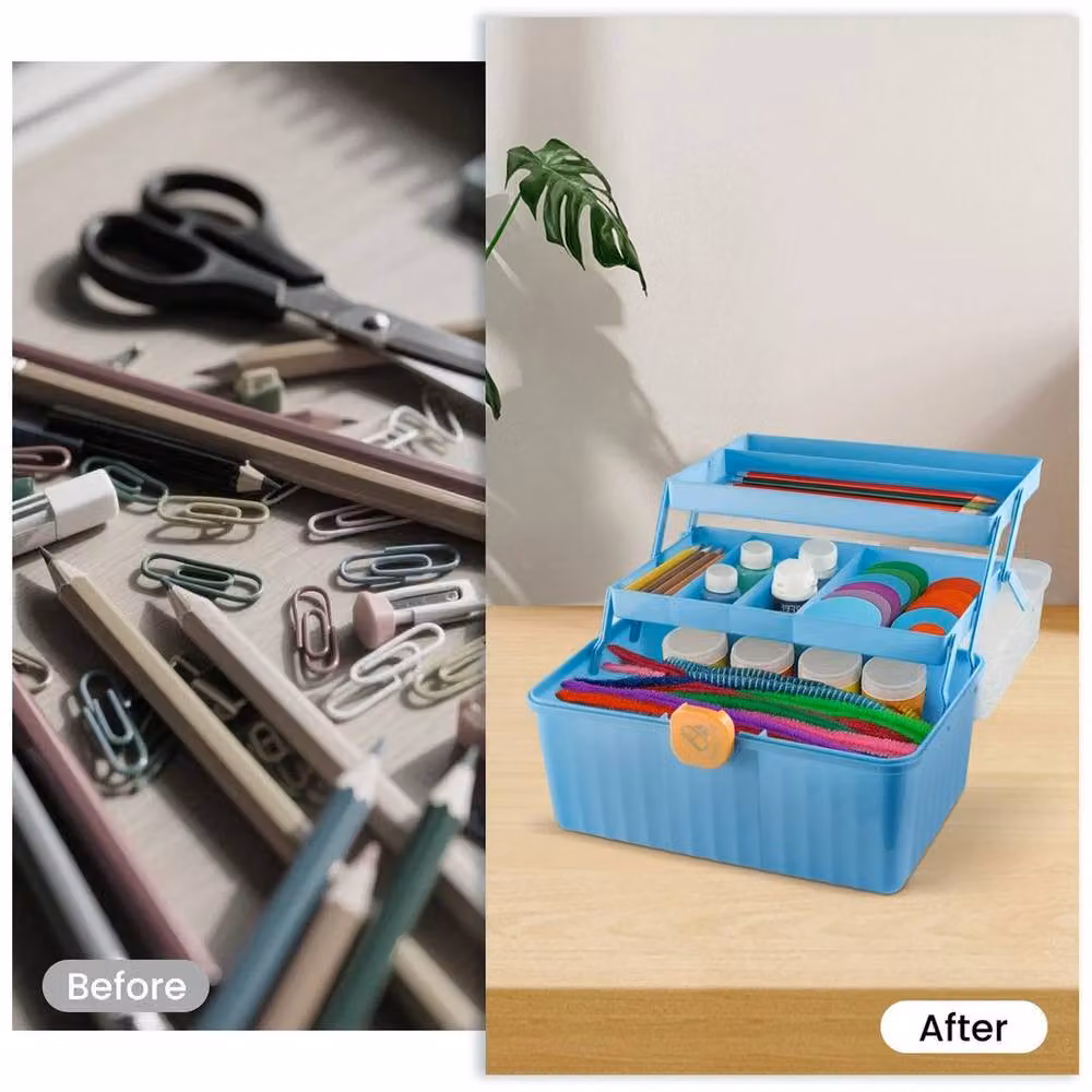FORGEVIO Plastic Tool Box and Sewing Box with Lid, Blue – 2