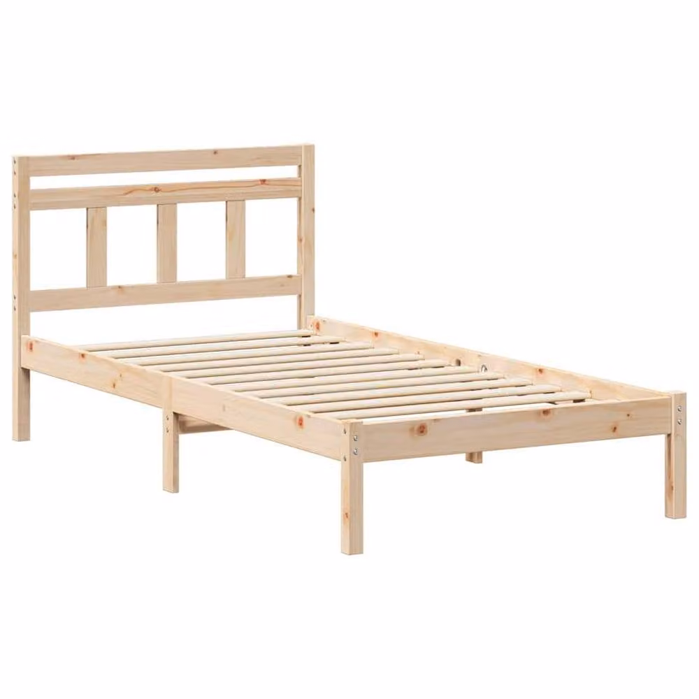 Berkfield Home Modern Solid Pine Wood Bed in Brown, W/D/H: 100 x 200 x 80.5 cm – 2