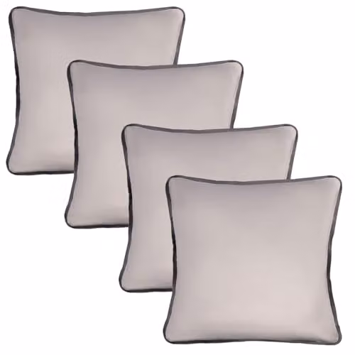 OHS 4 Pack Matte Velvet Piped Edge Cushion Covers in Grey, W/D/H: 45 x 45 x 45 cm
