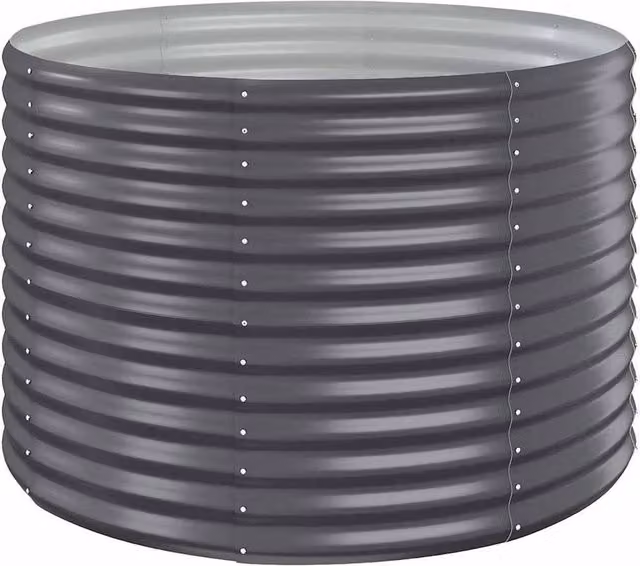 Berkfield Home Garden Powder-coated Steel Raised Bed in Anthracite Grey, W/D/H: 100 x 100 x 68 cm – 1
