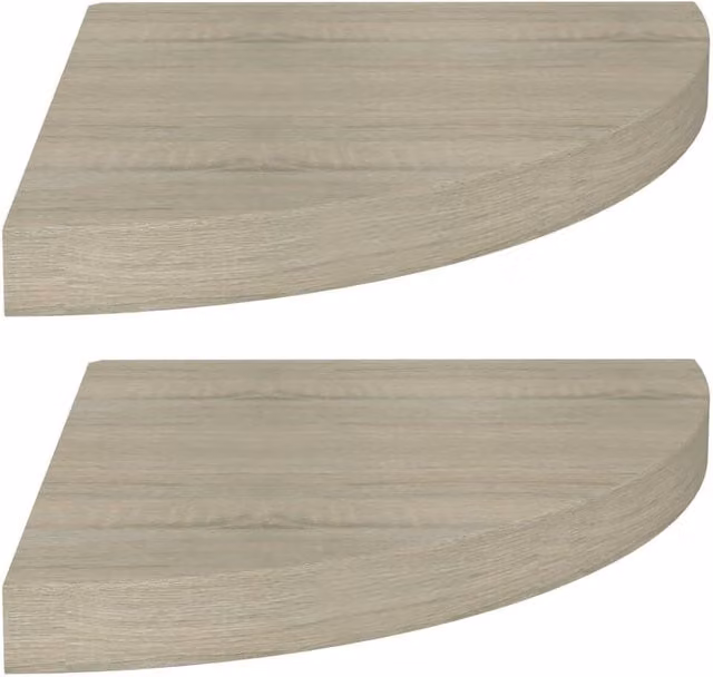 Berkfield Home Floating Corner Shelves, 2 Piece Set in Light Oak, W/D/H: 35 x 35 x 3.8 cm
