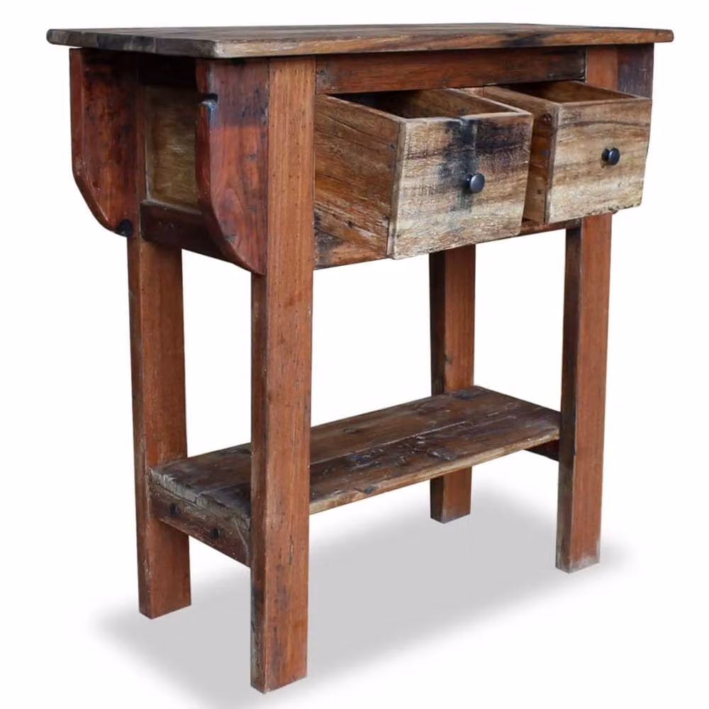 Berkfield Home Solid Reclaimed Wood Console Table in Brown, W/D/H: 80 x 35 x 80 cm – 3