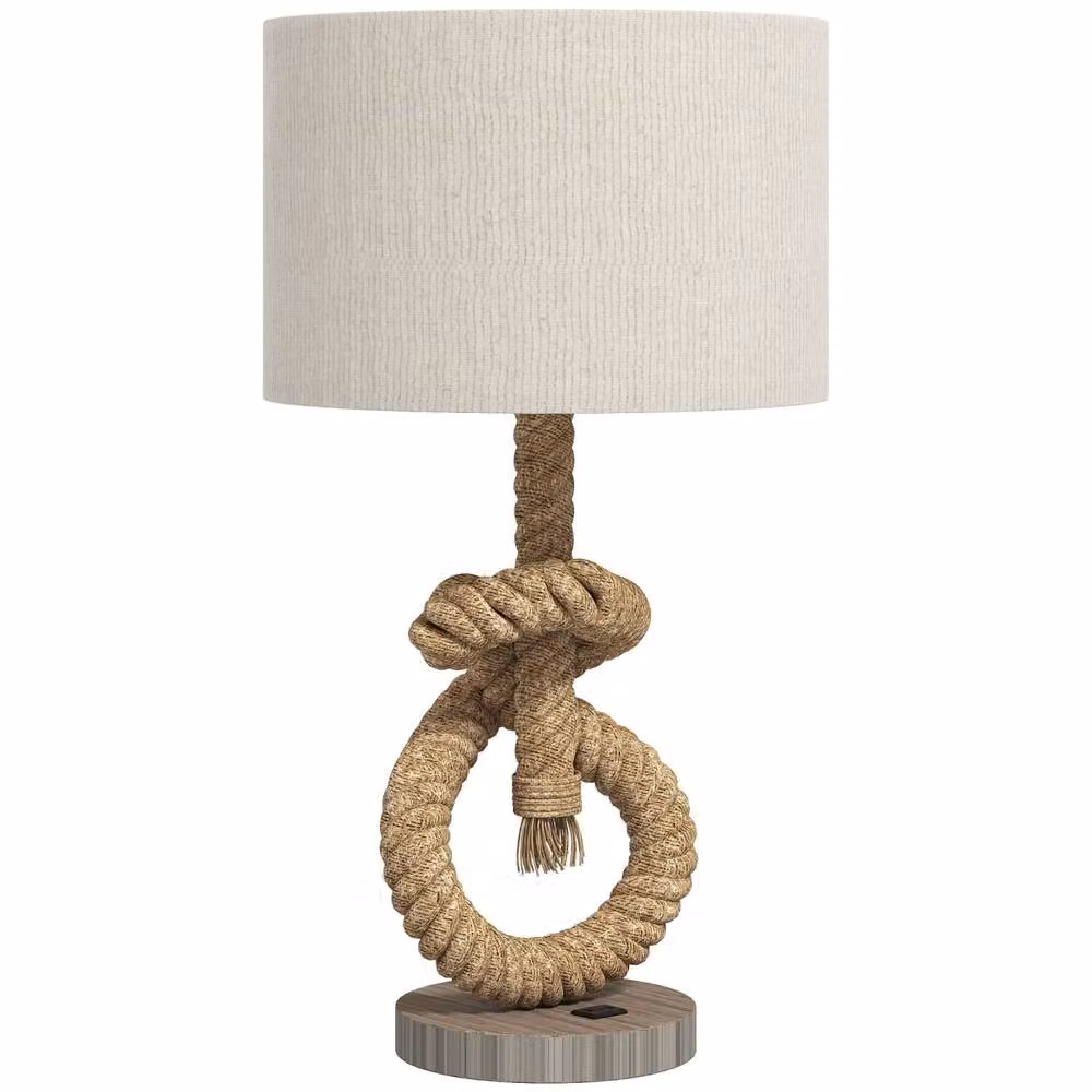 Wyld Haus Releta Nautical LED Table Lamp with USB Charging Port in Beige – 2