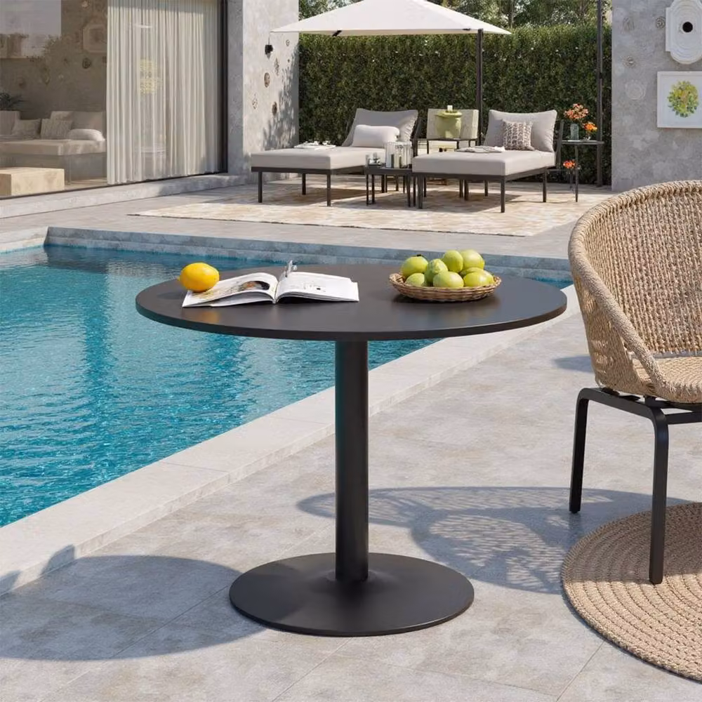 Kelvenix Modern Round Wooden Dining Table in Matt Black – 3