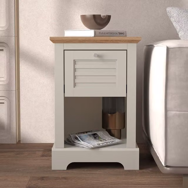 GFW Salcombe 1 Drawer Bedside Table in Grey