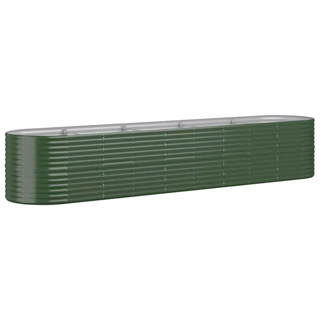 Berkfield Home Garden Raised Bed in Green Powder-coated Steel, W/D/H: 368 x 80 x 68 cm – 2