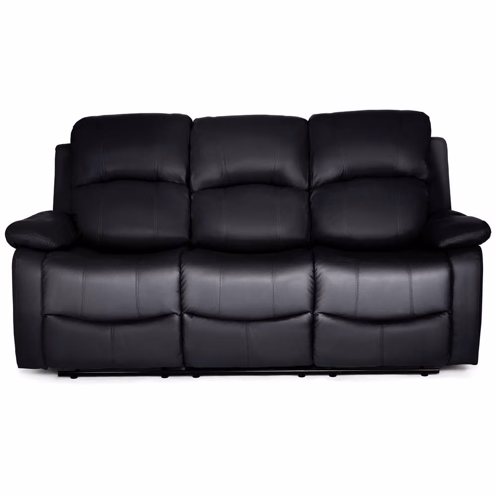 Bravich LTD 3 Seater Bonded Leather Recliner Sofa in Black – 2