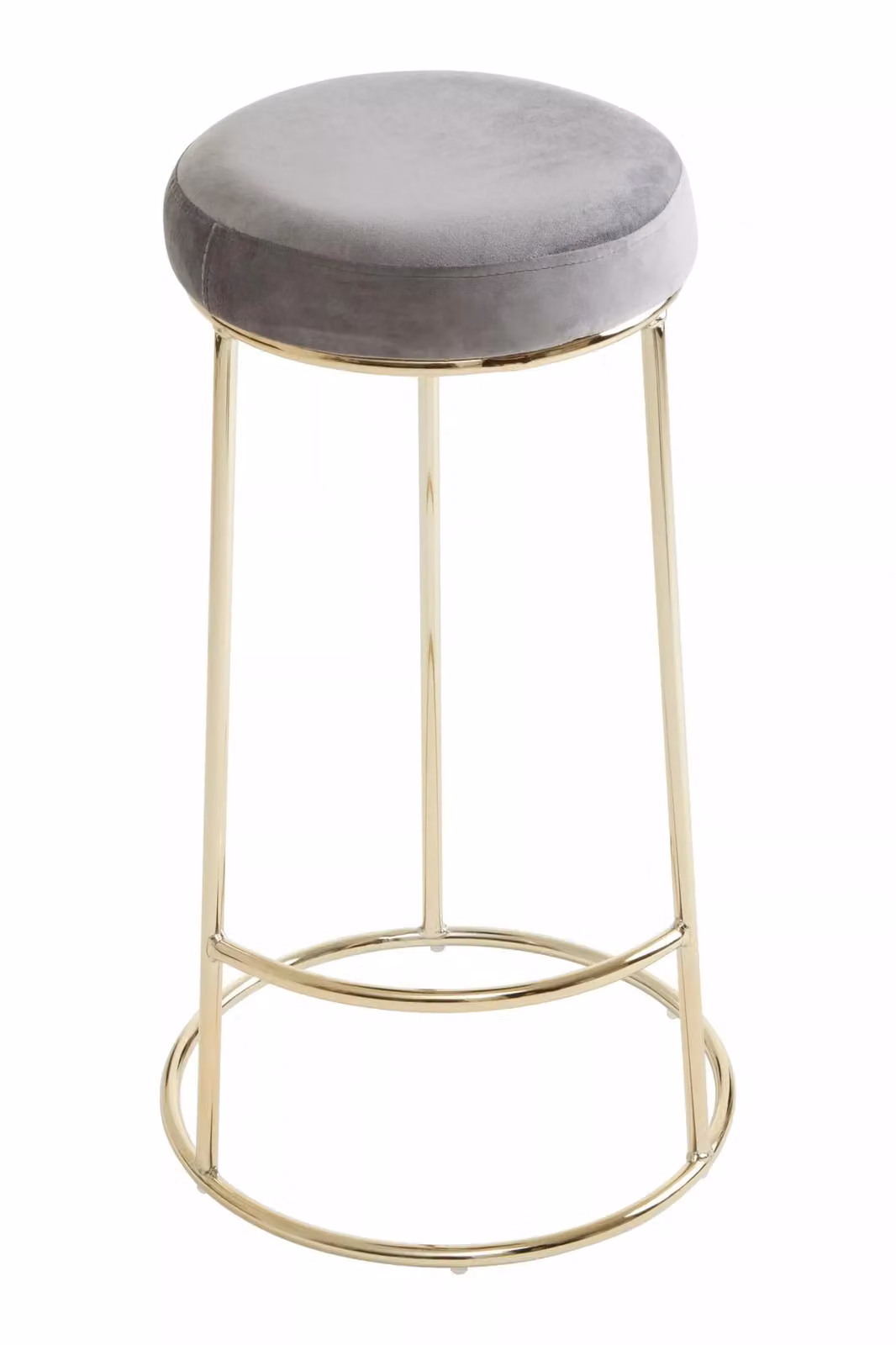 Orsina Modern Grey Velvet Tall Bar Stool with Gold Metal Legs, W/D/H: 35 x 35 x 75 cm – 2