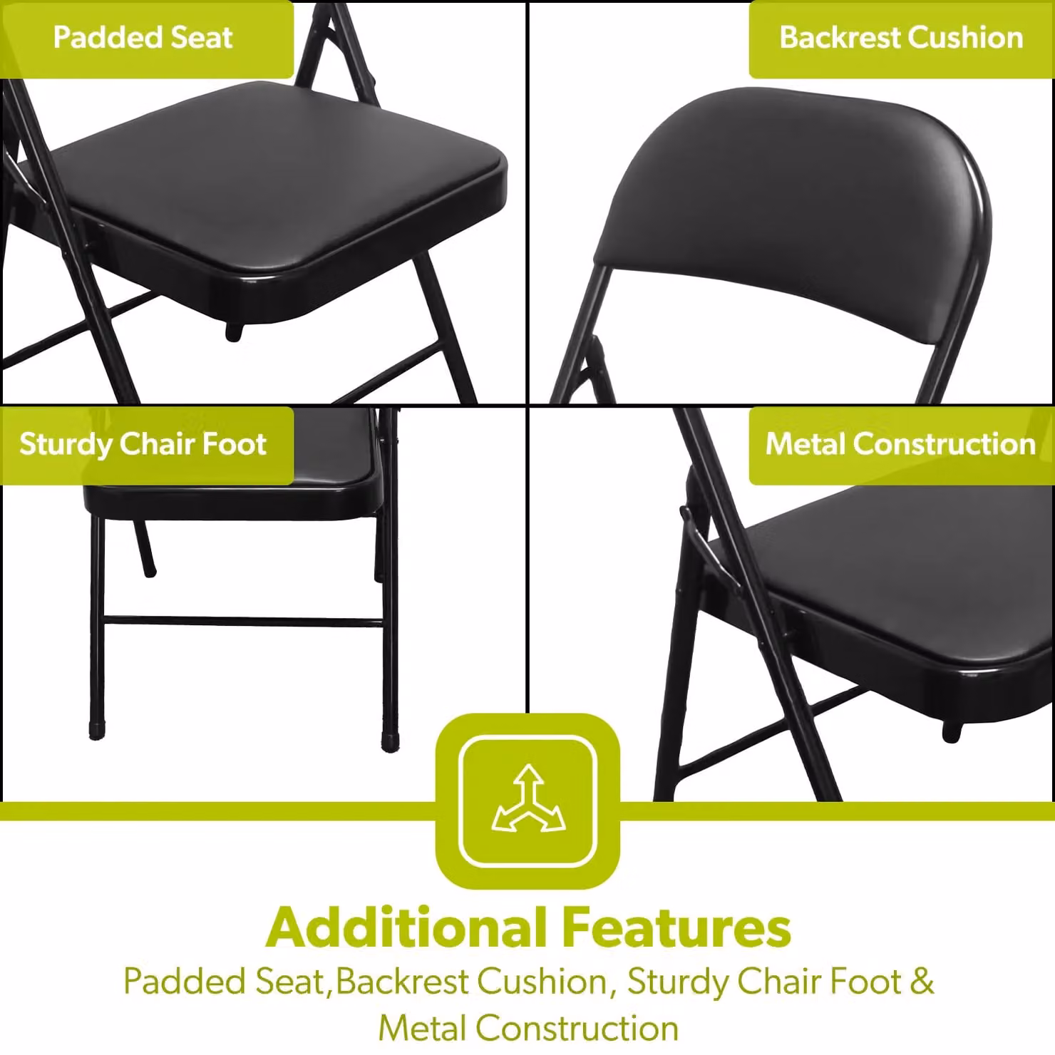 Geepas Black Metal Foldable Garden Table and 4 Piece Chair Set – 2
