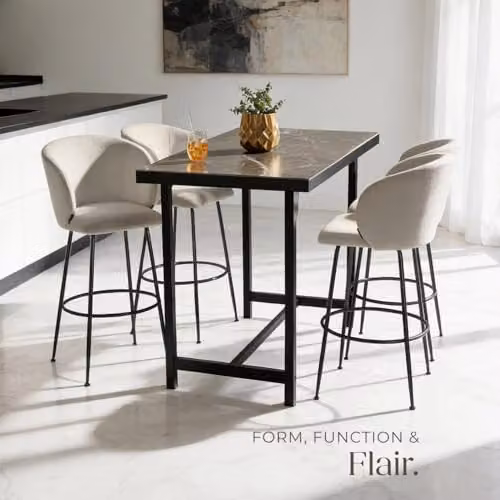 tectake Set of 2 Luana Bar Stools in Black and Cream with Velvet-Look Covers – 2
