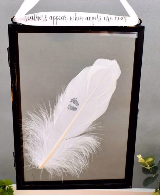 Amaya Rose Ltd In Memory of Baby Single Floating Picture Frame with Real Feathers in Black