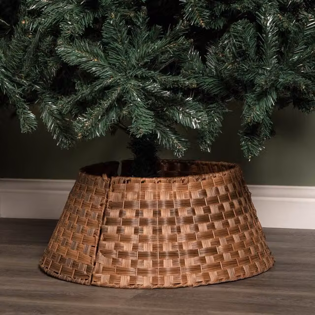 Samuel Alexander Brown Woven Rattan Christmas Tree Skirt
